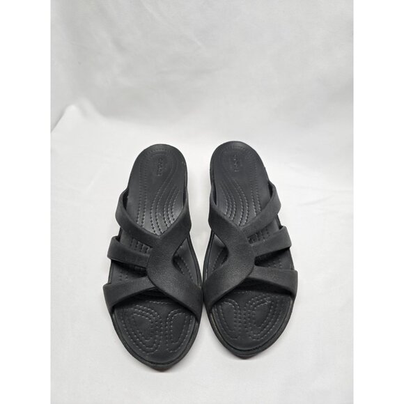 Crocs Women's Sanrah Wedge Strappy Sandals Black Size 7 - Picture 3 of 9